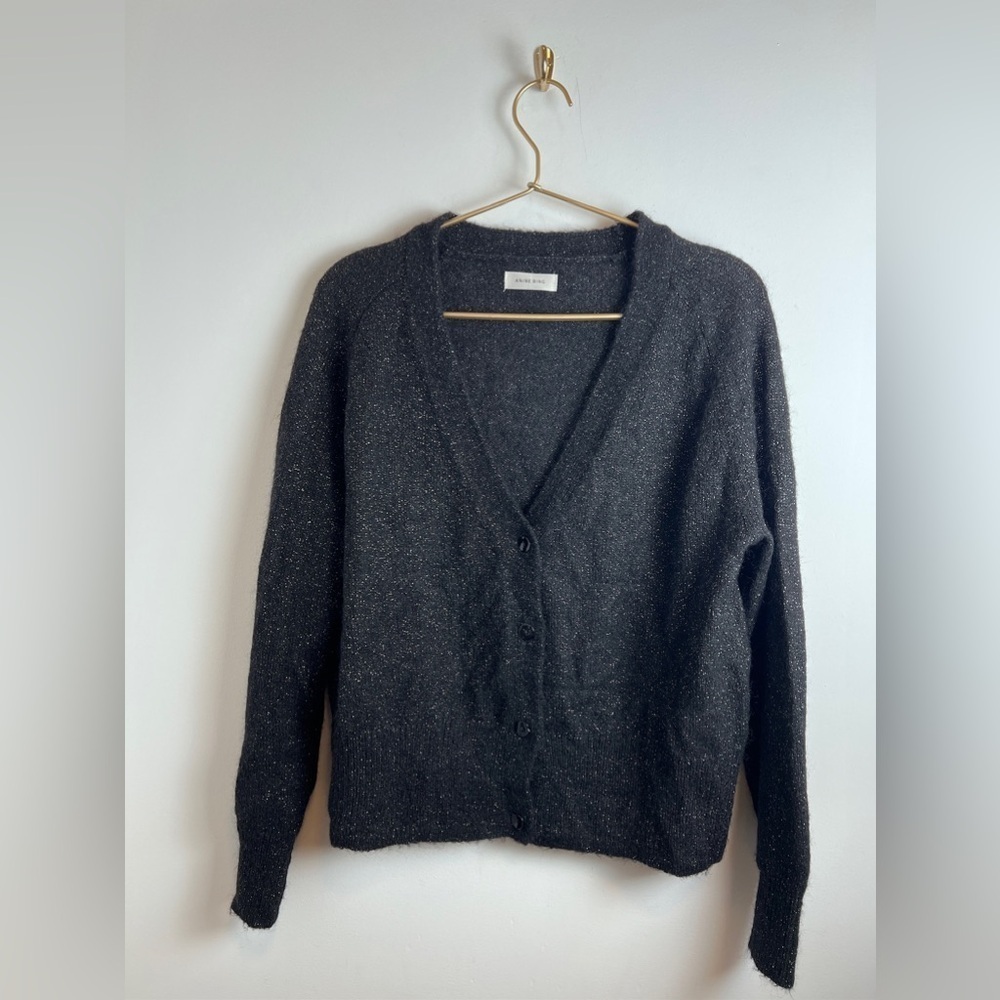 ANINE BING Mason Cardigan black mohair sparkle M - Picture 13 of 14